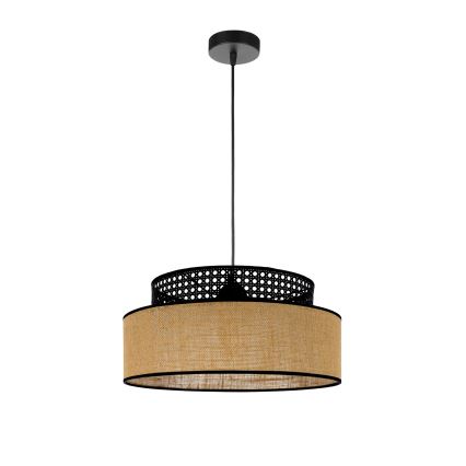 Lampadario a sospensione con filo BOHO 1xE27/60W/230V nero/rattan