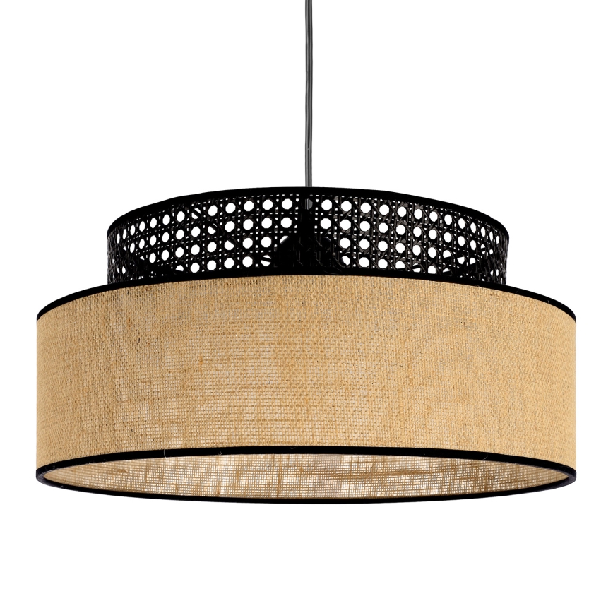 Lampadario a sospensione con filo BOHO 1xE27/60W/230V nero/rattan