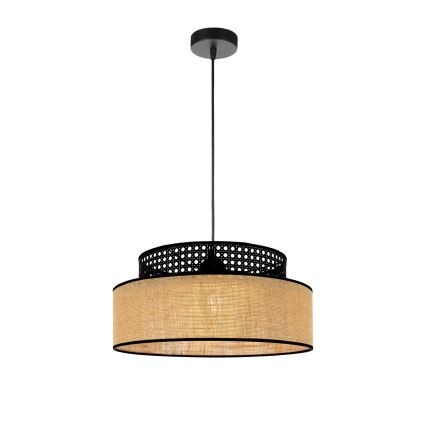 Lampadario a sospensione con filo BOHO 1xE27/60W/230V nero/rattan