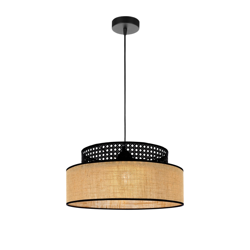 Lampadario a sospensione con filo BOHO 1xE27/60W/230V nero/rattan