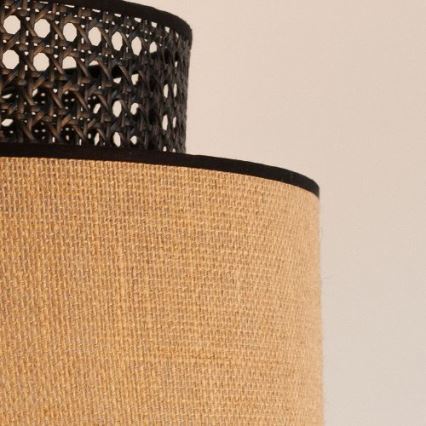 Lampadario a sospensione con filo BOHO 1xE27/60W/230V nero/rattan