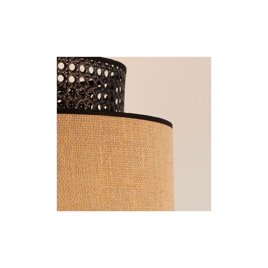 Lampadario a sospensione con filo BOHO 1xE27/60W/230V nero/rattan