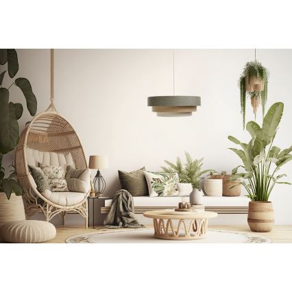 Lampadario a sospensione con filo BOHO TRINITI 1xE27/60W/230V grigio/beige/color crema