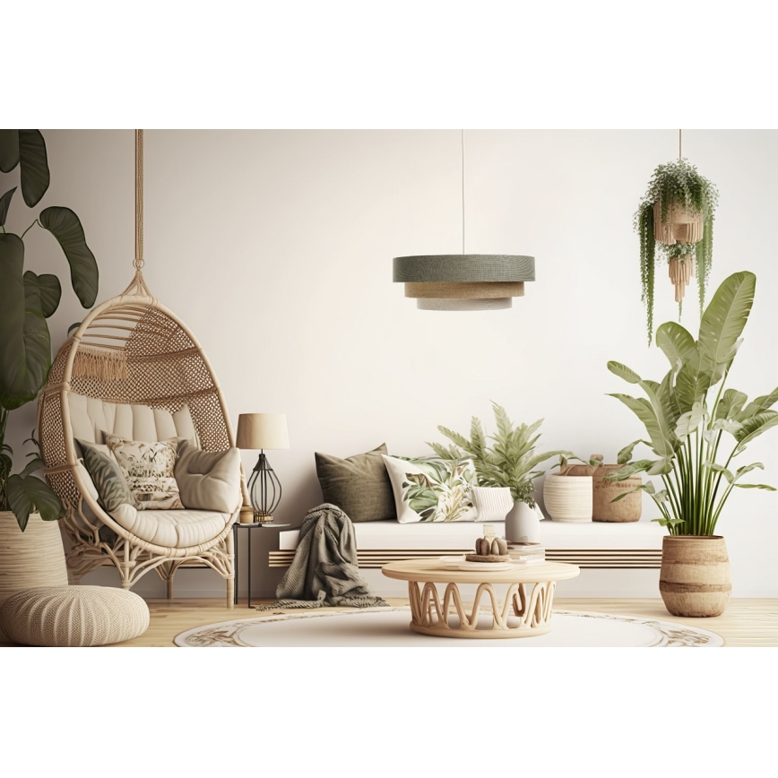 Lampadario a sospensione con filo BOHO TRINITI 1xE27/60W/230V grigio/beige/color crema