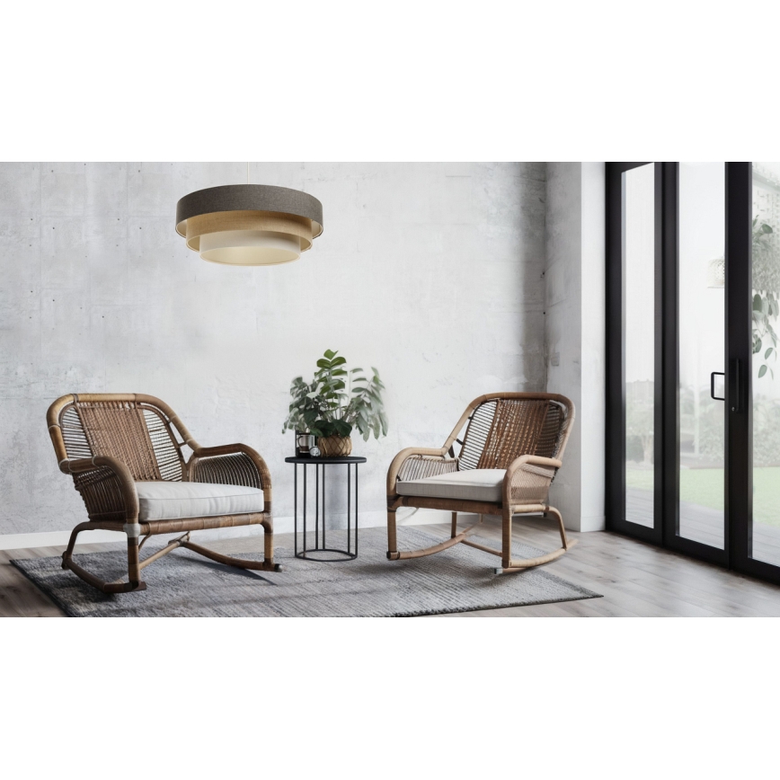 Lampadario a sospensione con filo BOHO TRINITI 1xE27/60W/230V grigio/beige/color crema