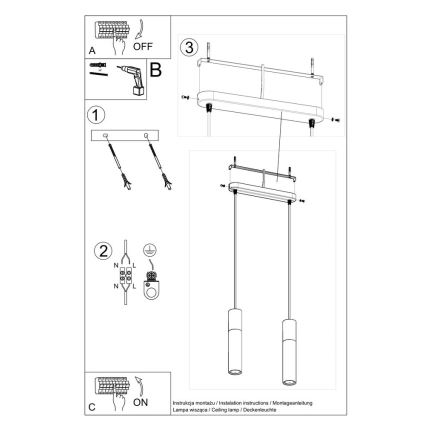 Lampadario a sospensione con filo BORGIO 2xGU10/40W/230V