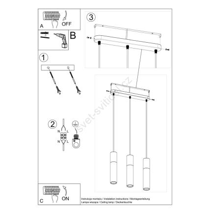 Lampadario a sospensione con filo BORGIO 3xGU10/40W/230V