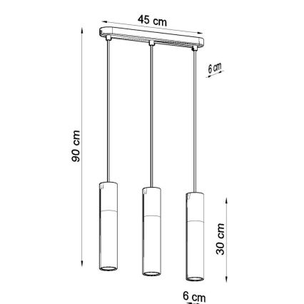 Lampadario a sospensione con filo BORGIO 3xGU10/40W/230V