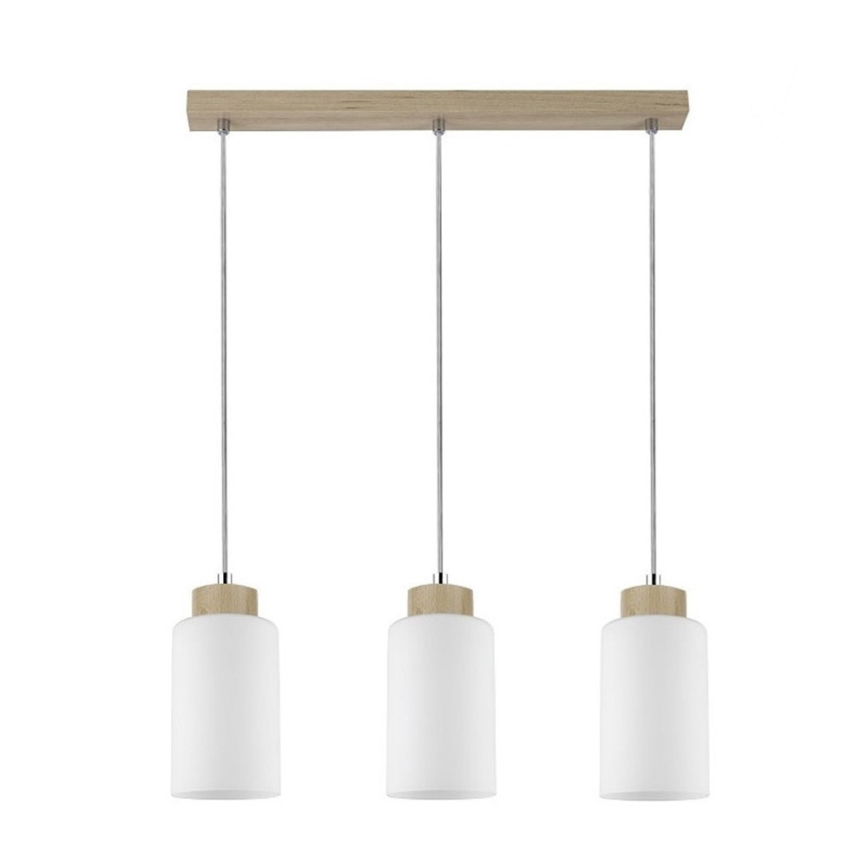 Lampadario a sospensione con filo BOSCO 3xE27/60W/230V Betulla