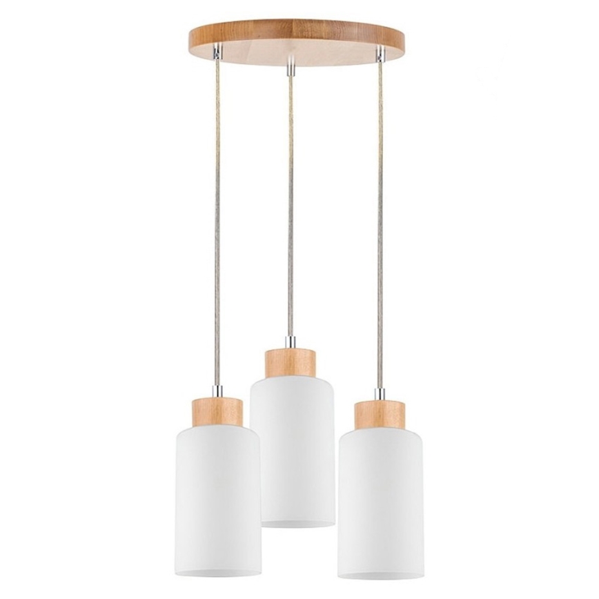 Lampadario a sospensione con filo BOSCO 3xE27/60W/230V Betulla