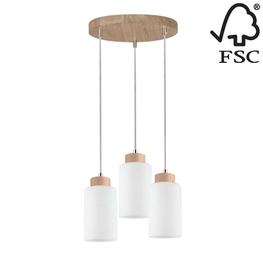 Lampadario a sospensione con filo BOSCO 3xE27/60W/230V - certificato FSC