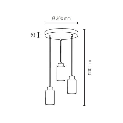 Lampadario a sospensione con filo BOSCO 3xE27/60W/230V - certificato FSC