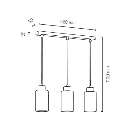 Lampadario a sospensione con filo BOSCO 3xE27/60W/230V - certificato FSC