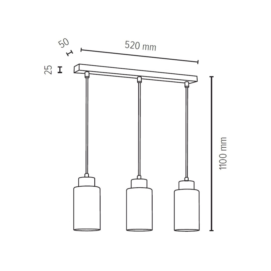 Lampadario a sospensione con filo BOSCO 3xE27/60W/230V - certificato FSC