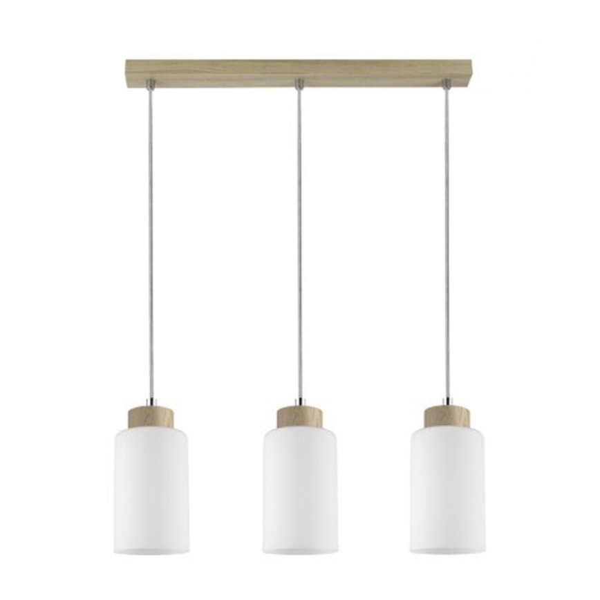 Lampadario a sospensione con filo BOSCO 3xE27/60W/230V quercia