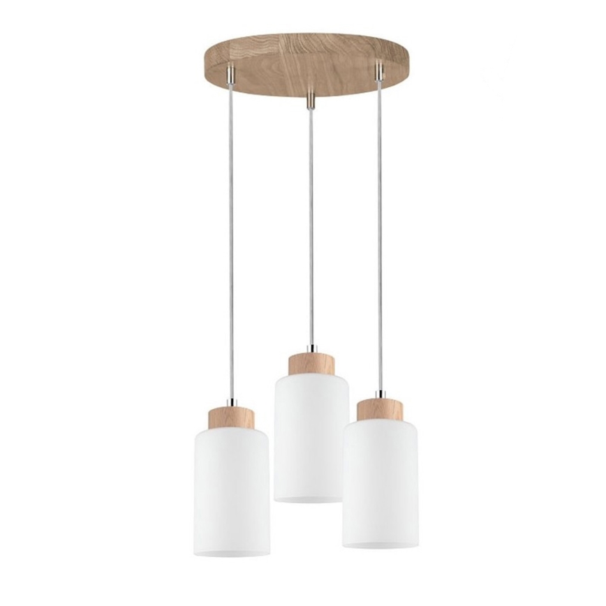 Lampadario a sospensione con filo BOSCO 3xE27/60W/230V quercia