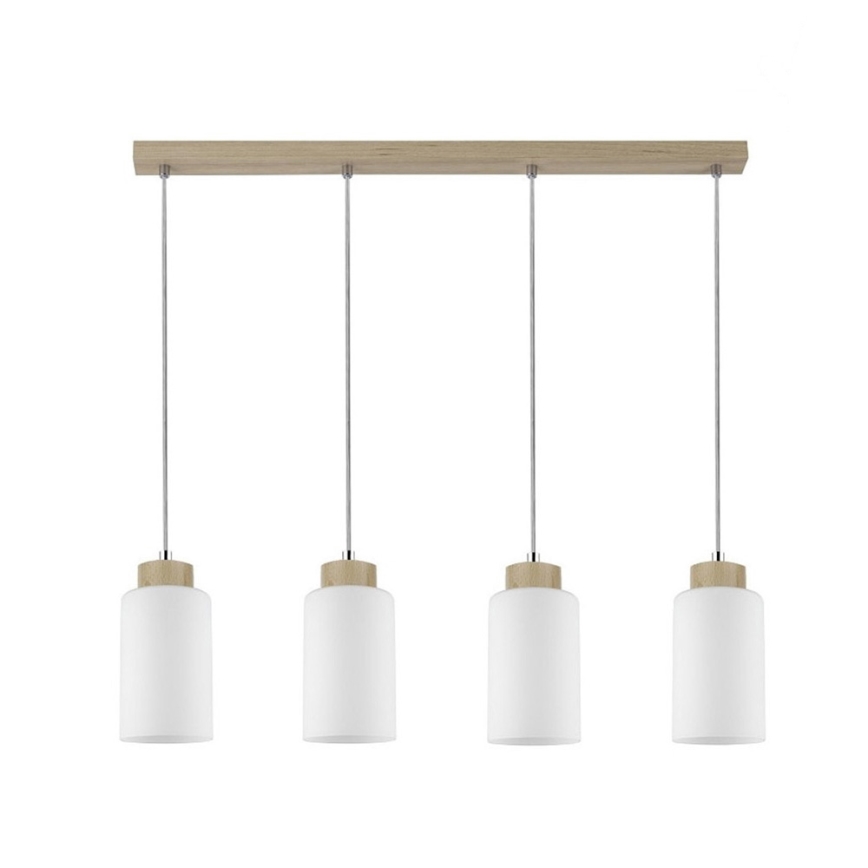 Lampadario a sospensione con filo BOSCO 4xE27/60W/230V Betulla