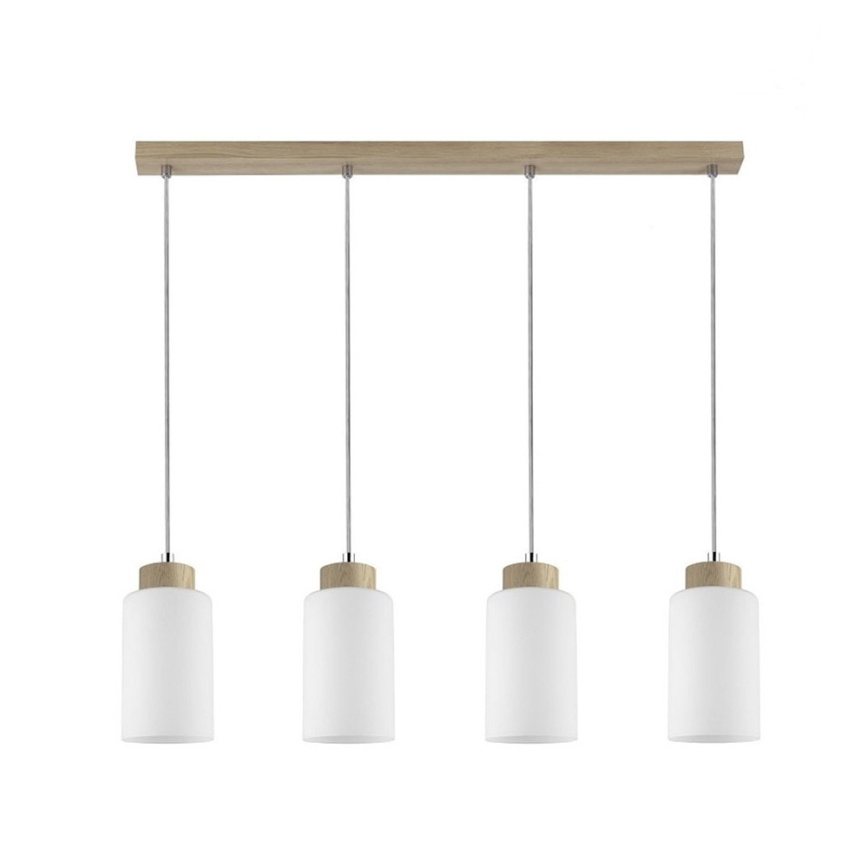 Lampadario a sospensione con filo BOSCO 4xE27/60W/230V quercia