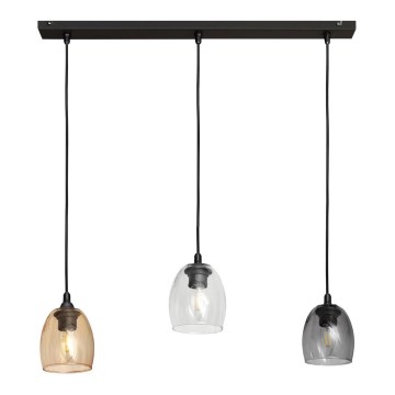 Lampadario a sospensione con filo BRILLANT 3xE27/15W/230V beige/limpido/grigio