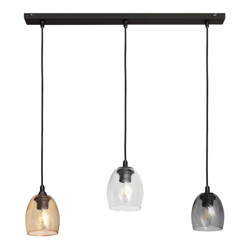 Lampadario a sospensione con filo BRILLANT 3xE27/15W/230V beige/limpido/grigio