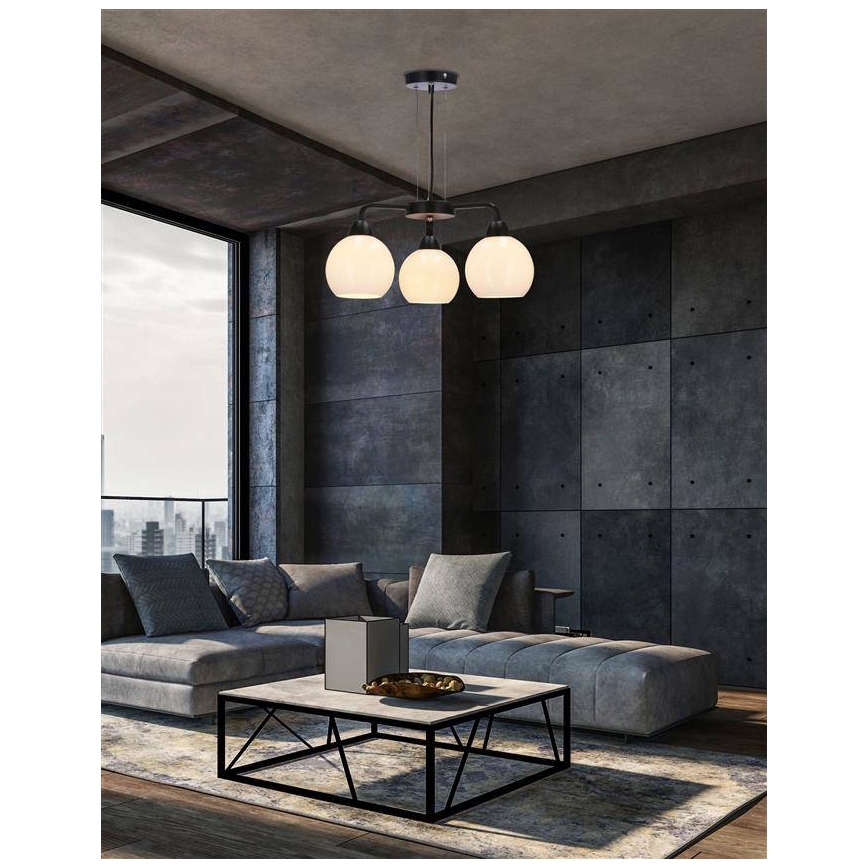 Lampadario a sospensione con filo CALDERA 3xE27/60W/230V nero