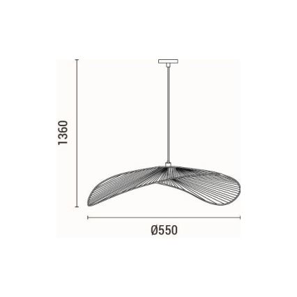 Lampadario a sospensione con filo CALYPSO 1xE27/15W/230V diametro 55 cm bambù