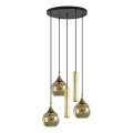 Lampadario a sospensione con filo CALYPSO 2xGU10/60W/230V + 3xE27/60W nero/oro