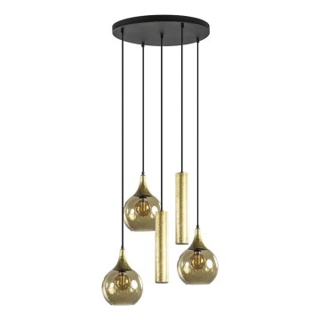 Lampadario a sospensione con filo CALYPSO 2xGU10/60W/230V + 3xE27/60W nero/oro