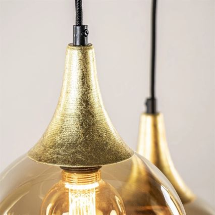 Lampadario a sospensione con filo CALYPSO 2xGU10/60W/230V + 3xE27/60W nero/oro
