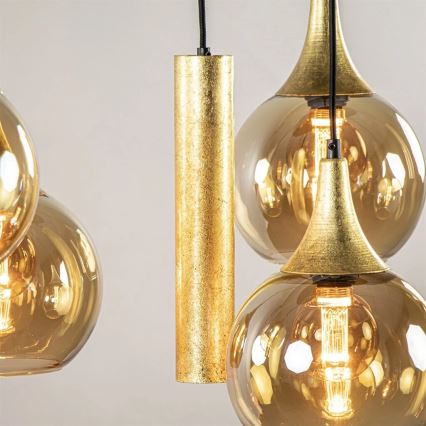 Lampadario a sospensione con filo CALYPSO 2xGU10/60W/230V + 3xE27/60W nero/oro