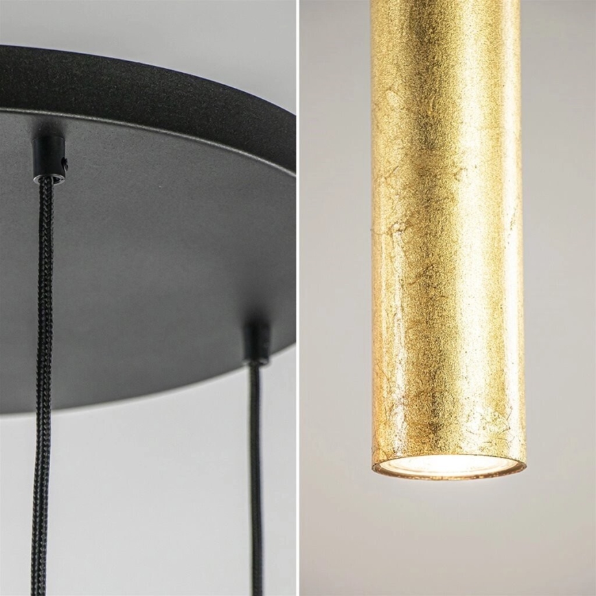 Lampadario a sospensione con filo CALYPSO 2xGU10/60W/230V + 3xE27/60W nero/oro