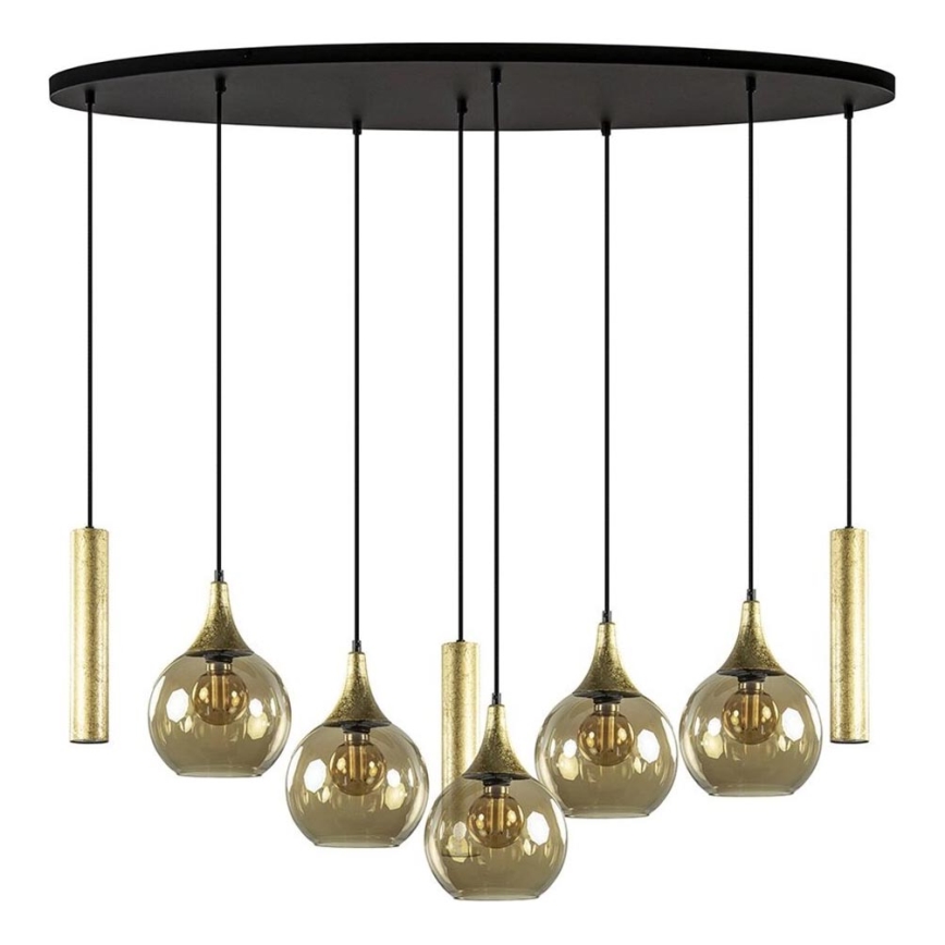 Lampadario a sospensione con filo CALYPSO 3xGU10/60W/230V + 5xE27/60W nero/oro