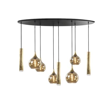 Lampadario a sospensione con filo CALYPSO 3xGU10/60W/230V + 5xE27/60W nero/oro
