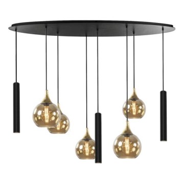 Lampadario a sospensione con filo CALYPSO 3xGU10/60W/230V + 5xE27/60W nero/oro