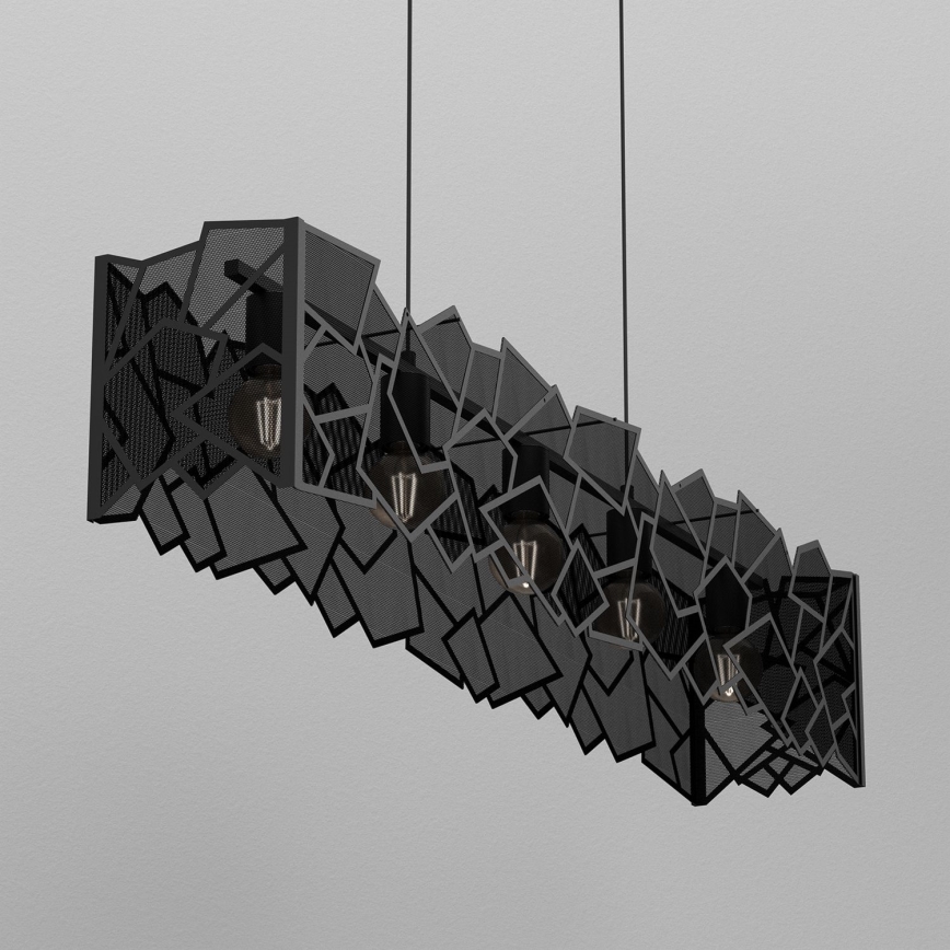 Lampadario a sospensione con filo CAMO 5xE27/15W/230V nero
