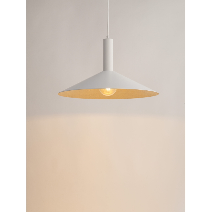 Lampadario a sospensione con filo CAPRI 1xE27/15W/230V diametro 50 cm bianco/oro