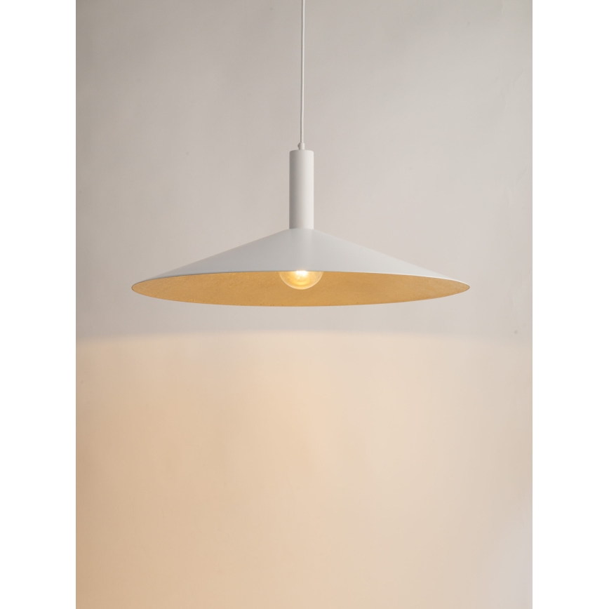 Lampadario a sospensione con filo CAPRI 1xE27/15W/230V diametro 70 cm bianco/oro