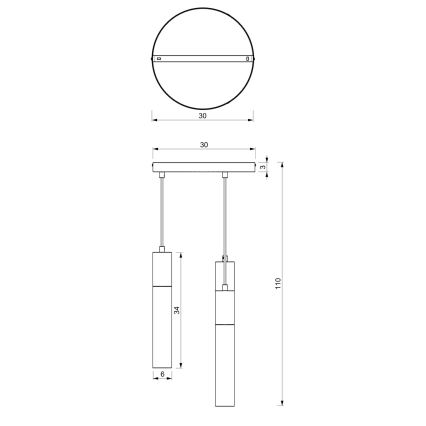 Lampadario a sospensione con filo CASSA 3xGU10/8W/230V bianco