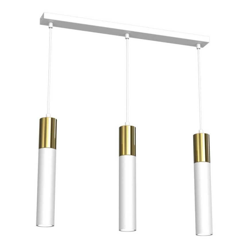 Lampadario a sospensione con filo CASSA 3xGU10/8W/230V bianco/oro