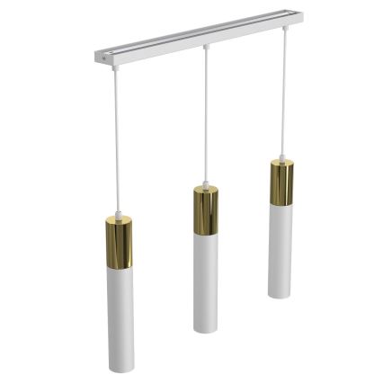 Lampadario a sospensione con filo CASSA 3xGU10/8W/230V bianco/oro