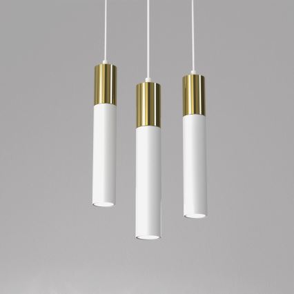 Lampadario a sospensione con filo CASSA 3xGU10/8W/230V bianco/oro