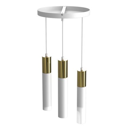 Lampadario a sospensione con filo CASSA 3xGU10/8W/230V bianco/oro