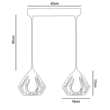 Lampadario a sospensione con filo CEED 2xE27/60W/230V