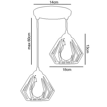 Lampadario a sospensione con filo CEED 2xE27/60W/230V