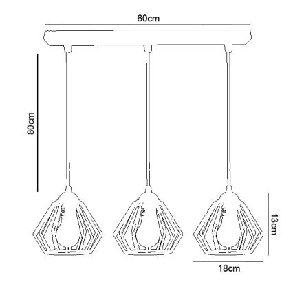 Lampadario a sospensione con filo CEED 3xE27/60W/230V bianco