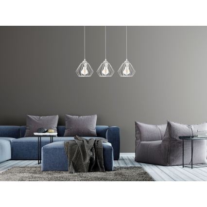 Lampadario a sospensione con filo CEED 3xE27/60W/230V grigio