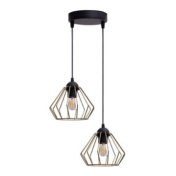 Lampadario a sospensione con filo CEED GOLD 2xE27/60W/230V diametro 28 cm nero/oro