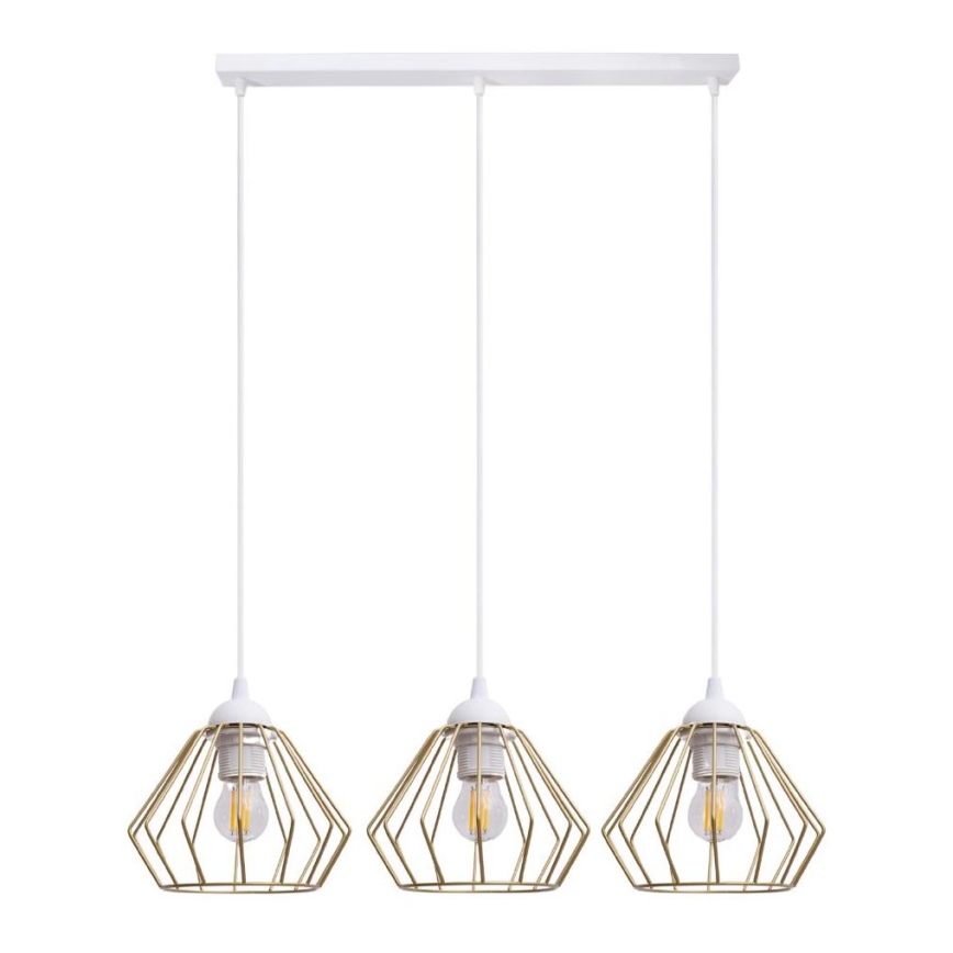 Lampadario a sospensione con filo CEED GOLD 3xE27/60W/230V bianco/oro
