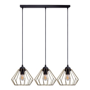 Lampadario a sospensione con filo CEED GOLD 3xE27/60W/230V nero/oro