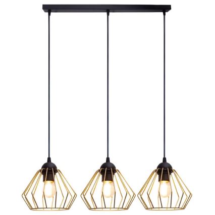 Lampadario a sospensione con filo CEED GOLD 3xE27/60W/230V nero/oro